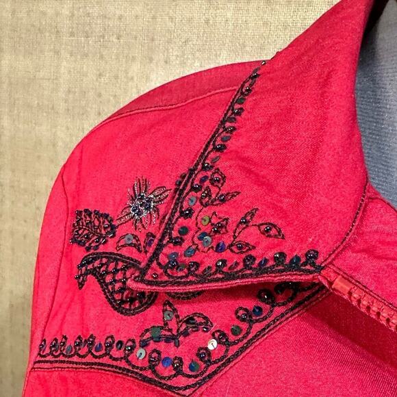 VICTOR COSTA OCCASION JACKET EMBELLISHED RODEO BOHO STYLE BLAZER W/ SPANDEX - Picture 9 of 13